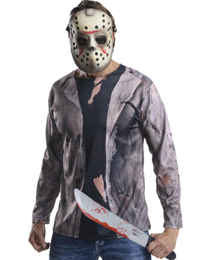 Friday the 13th Jason Deluxe Mens Shirt Mask and Machete Kit