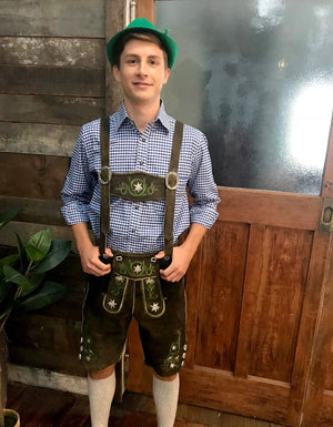 Fritz Authentic Leather Lederhosen Mens Costume