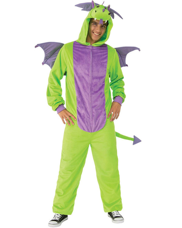 Green Dragon Furry Jumpsuit Adult Costume