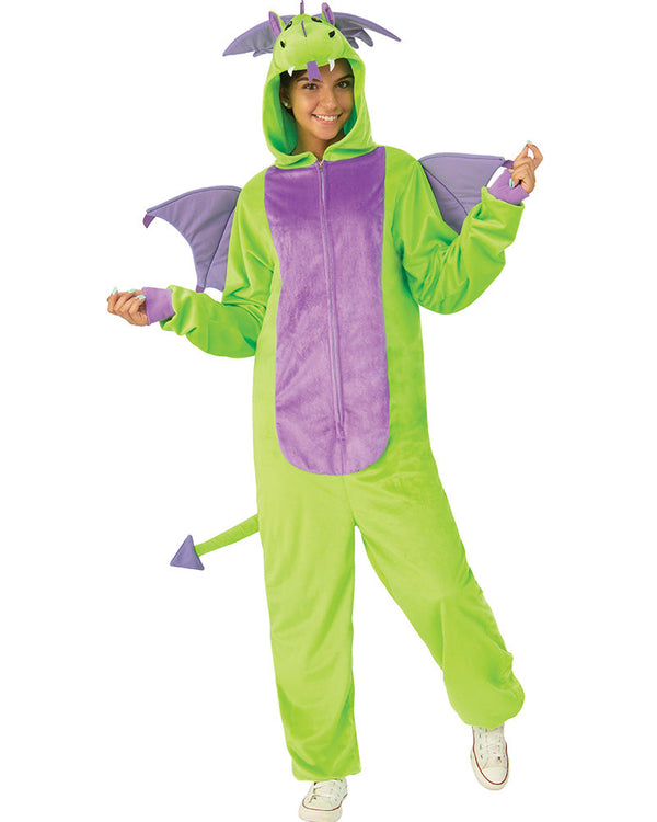 Green Dragon Furry Jumpsuit Adult Costume