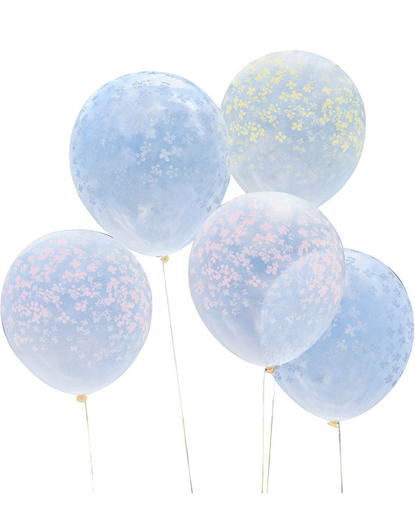 Hello Spring Pastel Printed Flower Balloons Cluster Pack of 5