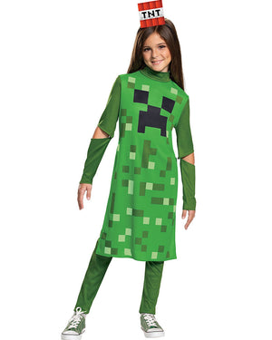 Minecraft Creeper Dress Classic Girls Costume