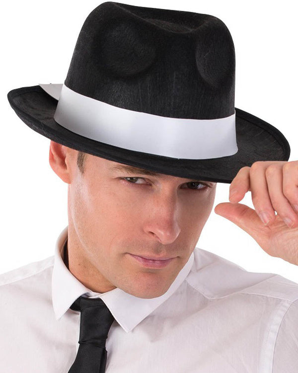 20s Black and White Deluxe Gangster Hat