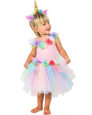 Pastel Unicorn Dress and Headband Premium Girls Costume