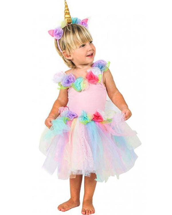 Pastel Unicorn Dress and Headband Premium Girls Costume