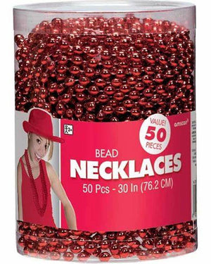 Pack of 50 Red Beaded Necklaces