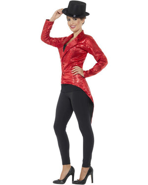 Red Sequin Womens Tailcoat
