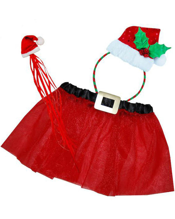 Christmas Santa Fairy Kids Headband Wand and Tutu Set