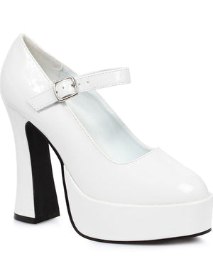 White Eden Patent Chunky Heel Womens Shoes