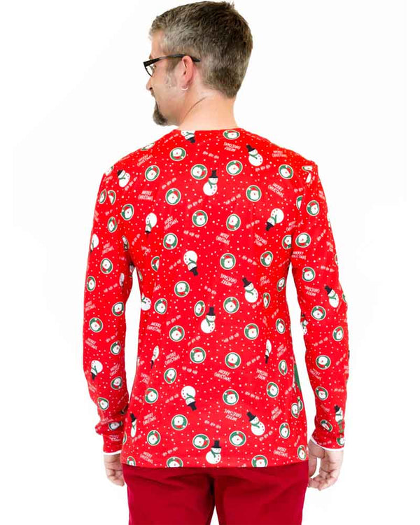 Christmas Suit Faux Real Mens Shirt