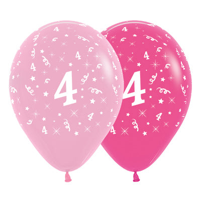 Sempertex 30cm Age 4 Fashion Pink Assorted Latex Balloons, 6PK Pack of 6