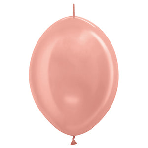 Sempertex 28cm Link O Loon Metallic Rose Gold Latex Balloons 568, 25PK Pack of 25