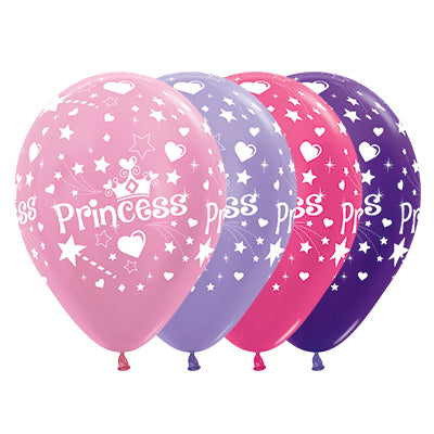 Sempertex 30cm Princess Theme Satin Pearl & Metallic Assorted Latex Balloons, 25PK Pack of 25