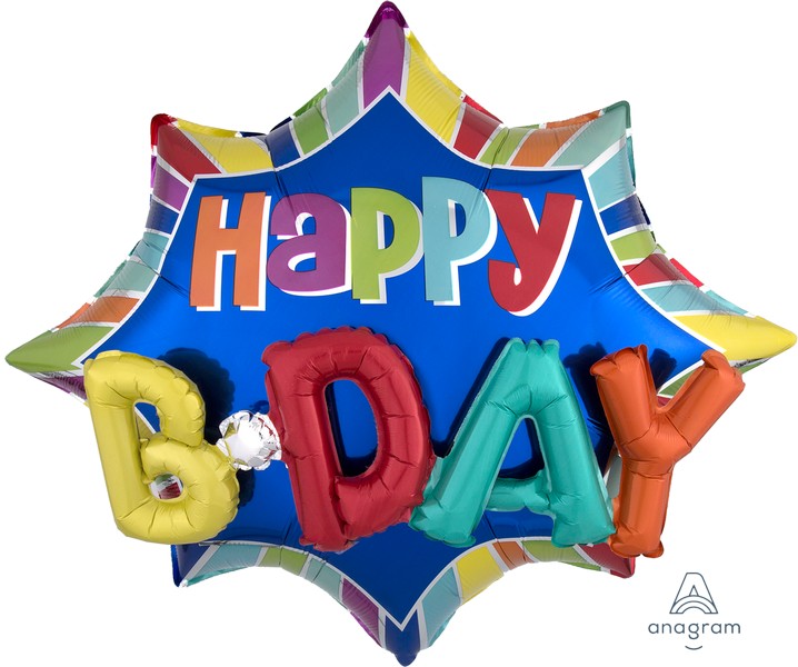 Happy Birthday Multicolour Burst Foil Balloon