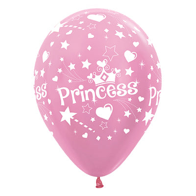 Sempertex 30cm Princess Theme Satin Pearl Pink Latex Balloons, 6PK Pack of 6