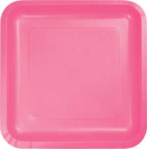 Candy Pink Square Dinner Plates Paper 23cm Pack of 18