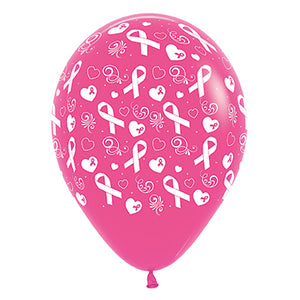 Sempertex 30cm Pink Ribbon Fashion Fuchsia Latex Balloons, 6PK Pack of 6