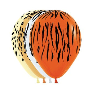 Sempertex 30cm Jungle Safari Animal Print Fashion Assorted Latex Balloons, 12PK Pack of 12