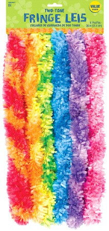 Hawaiian Two Tone Rainbow Leis Pack of 6