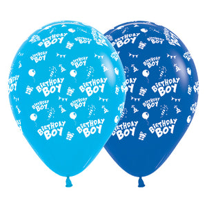 Sempertex 30cm Birthday Boy Fashion Blue & Royal Blue Latex Balloons, 6PK Pack of 6