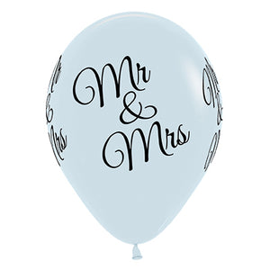 Sempertex 30cm Mr & Mrs Fashion White Latex Balloons, 6PK Pack of 6