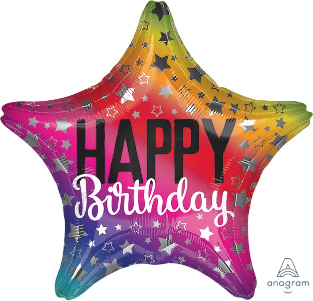 45cm Standard XL Rainbow Star Happy Birthday Star S40