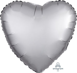 Silver Satin 45cm Heart Balloon