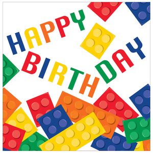 Block Party Lunch Napkins Happy Birthday Pack of 16