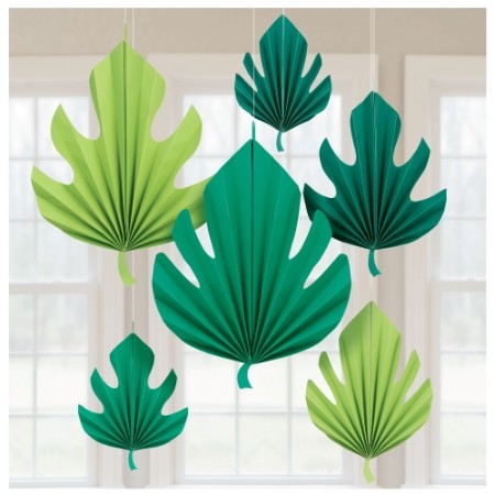 Palm Leaf Shaped Fan Decorations Pack of 6