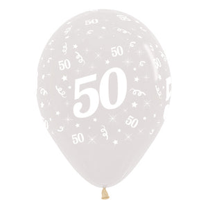 Sempertex 30cm Age 50 Crystal Clear Latex Balloons Pack of 25