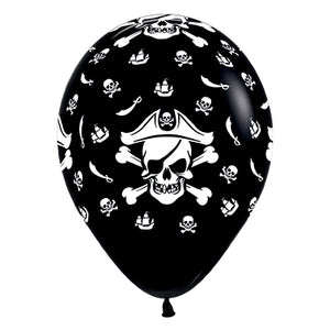 Sempertex 30cm Pirate Theme Fashion Black Latex Balloons, 25PK Pack of 25