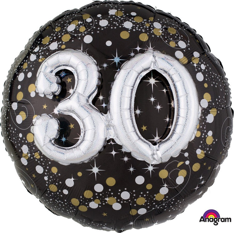 30th Sparkling Foil Multi Balloon 81cm