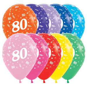 Sempertex 30cm Age 80 Fashion Assorted Latex Balloons Pack of 25