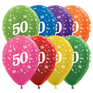 Sempertex 30cm Age 50 Metallic Assorted Latex Balloons Pack of 25