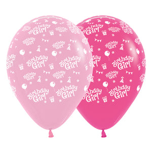 Sempertex 30cm Birthday Girl Fashion Pink & Fuchsia Latex Balloons, 25PK Pack of 25