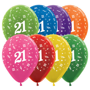 Sempertex 30cm Age 21 Metallic Assorted Latex Balloons Pack of 25