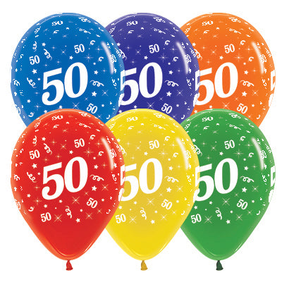 Sempertex 30cm Age 50 Crystal Assorted Latex Balloons Pack of 25