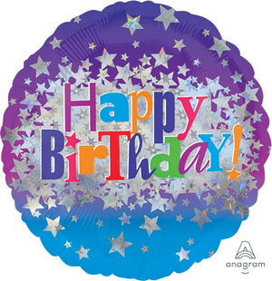 45cm Standard Holographic Happy Birthday Bright Stars S55