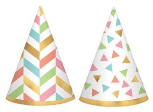 Confetti Fun Mini Cone Hats Cardboard & Foil Pack of 12