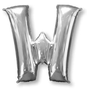 Silver 86cm Letter W Supershape Foil Balloon