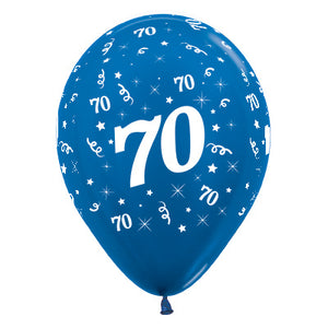 Sempertex 30cm Age 70 Metallic Blue Latex Balloons Pack of 25