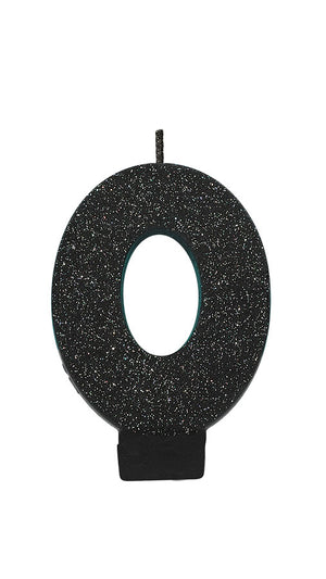 Candle Numeral Glitter Black #0