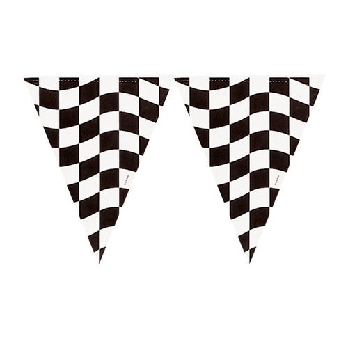 Black & White Check Flag Pennant Banner 26cm x 3.66m