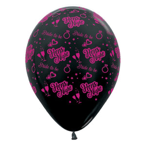 Sempertex 30cm Hens Night Bride to Be Metallic Black Latex Balloons, 25PK Pack of 25