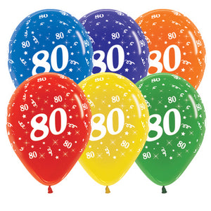 Sempertex 30cm Age 80 Crystal Assorted Latex Balloons Pack of 25