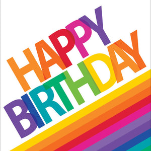 Rainbow Lunch Napkins Happy Birthday Pack of 16