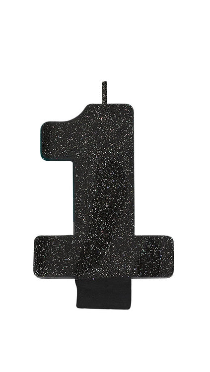 Candle Numeral Glitter Black #1