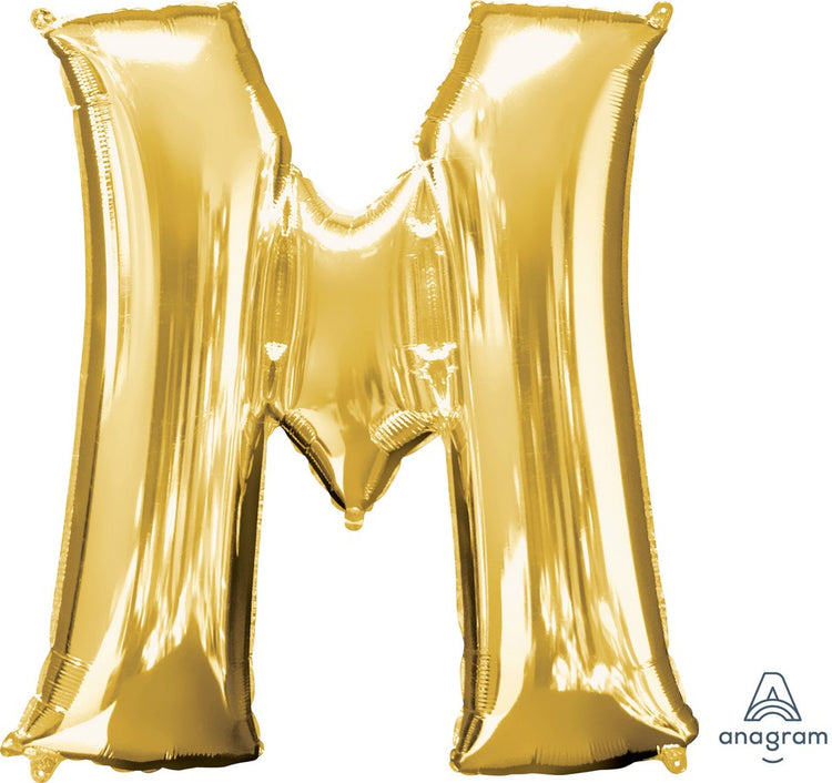 Gold Letter M Supershape 86cm Balloon