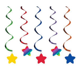 Rainbow Hanging Swirl Decorations Pack of 5