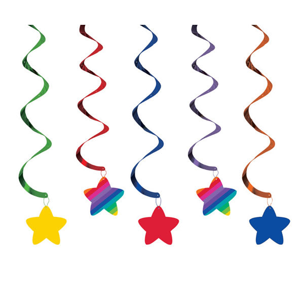Rainbow Hanging Swirl Decorations Pack of 5